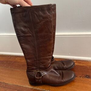 FRYE Phillip Harness Tall Riding Boots Brown Leather Women's US 7.5 B Mexico